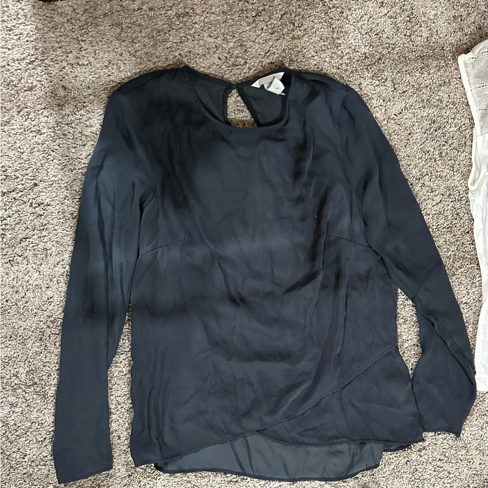 Multiples Navy Button-Up Blouse - image 3